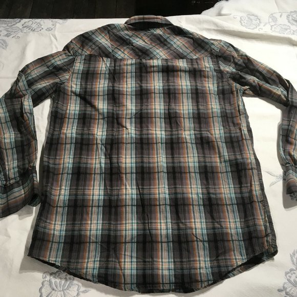 #61 Button Up Pearl Snap Plaid Western Shirt Men's Sz Medium Coastal Long Sleev - Picture 9 of 9